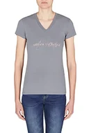 Koszulki i topy damskie - Armani Exchange Damska koszulka o dopasowanym kroju, Rhinestoned Italics Logo T-Shirt, Snake, Large, Snake, L - miniaturka - grafika 1
