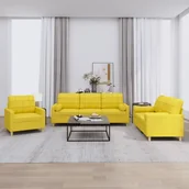 Sofy i kanapy - 3-cz. komplet wypoczynkowy z poduszkami, jasnożółty, tkanina Lumarko! - miniaturka - grafika 1