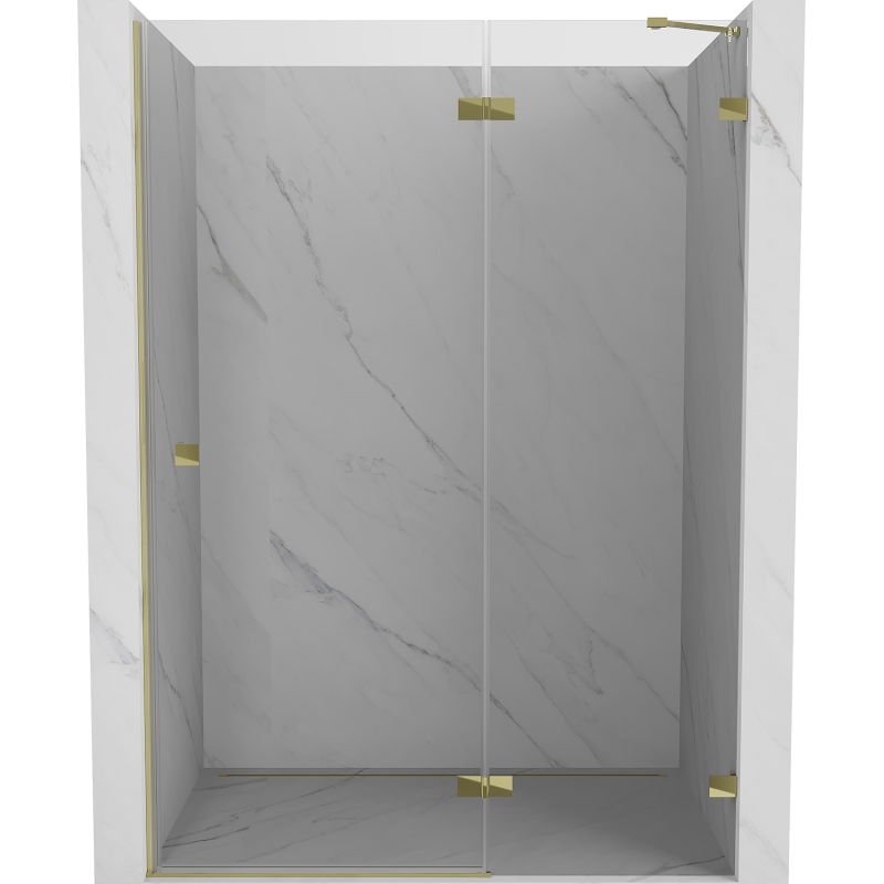 Mexen Lunar drzwi prysznicowe uchylne prawe 135 cm, transparent, złote - 834-135-000-50-00-P