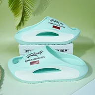 Kapcie damskie - TEMU Męskie i Damskie Klapki EVA - Antypoślizgowe Dwukolorowe (Czarno-Białe) z Nadrukiem PASTA, Całoroczne Obuwie Casual do Wnętrz i Na Zewnątrz, - miniaturka - grafika 1