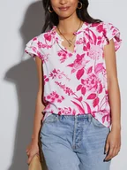 Bluzki damskie - Milan Kiss Bluzka w kolorze biało-różowym - miniaturka - grafika 1