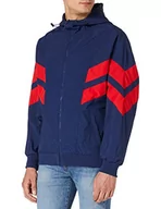 Kurtki męskie - Urban Classics Męska kurtka Crinkle Panel Track, kurtka treningowa dla mężczyzn dostępna w 3 kolorach, rozmiary S - 5XL, Dark Blue/City Red, L - miniaturka - grafika 1