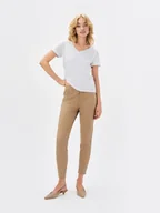 Legginsy - Beżowe spodnie typu rurki - miniaturka - grafika 1