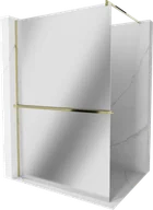 Ścianki i drzwi prysznicowe - Mexen Kioto+ ścianka prysznicowa z półką Walk-in 70 x 200 cm, lustro, złota - 800-070-121-50-50 - miniaturka - grafika 1