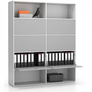 B2B Partner Regał biurowy szeroki LAYERS, 6 schowków, 1582 x 400 x 1905, biały / szary 611500 - Regały biurowe - miniaturka - grafika 2