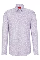 Koszule męskie - HUGO Kenno Slim-Fit męska koszula z popeliny z nadrukiem, Light/Pastel Purple535, 44 - miniaturka - grafika 1