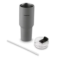Kubki termiczne - Du��y kubek termiczny ze s��omk�� do zimnych i ciep��ych napoj��w szary 1200ml - miniaturka - grafika 1