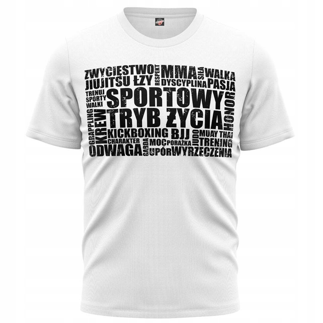 Koszulka T-Shirt Męski Ofensywa Sportowy Tryb Życia Biała R. Xxxl