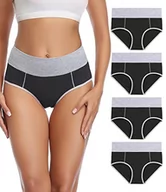 Majtki damskie - wirarpa Bielizna damska, wysoka talia, bawełna, figi, majtki damskie, wielopak, czarny, M - miniaturka - grafika 1