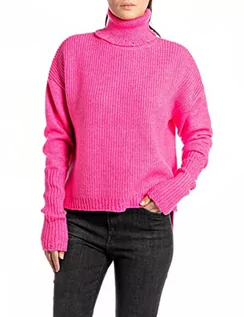 Swetry damskie - Replay Damski sweter DK1458, 364 różowy, XL (DE) - grafika 1