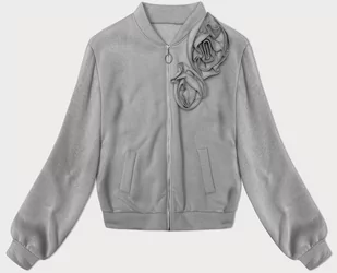 Dzianinowa bluza z różami szara (16023) - MADE IN ITALY - Bluzy damskie - miniaturka - grafika 1