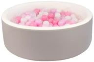 Suche baseny - Suchy basen z ekoskóry z 300 piłeczkami (biały,szary/biały, transparentny, pudrowy róż, różowy (pastel)) - miniaturka - grafika 1