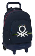 Plecaki - BENETTON Sixties duży plecak z kołami, kompaktowy, wymienny, idealny dla dzieci w różnym wieku, wygodny i wszechstronny, jakość i wytrzymałość, 33x22x45 cm, granatowy, Granatowy, Estándar, Casual - miniaturka - grafika 1