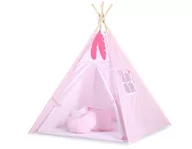 Namioty i tipi dla dzieci - Namiot Tipi dla dzieci+ zawieszki pióra - Białe grochy na różu - miniaturka - grafika 1