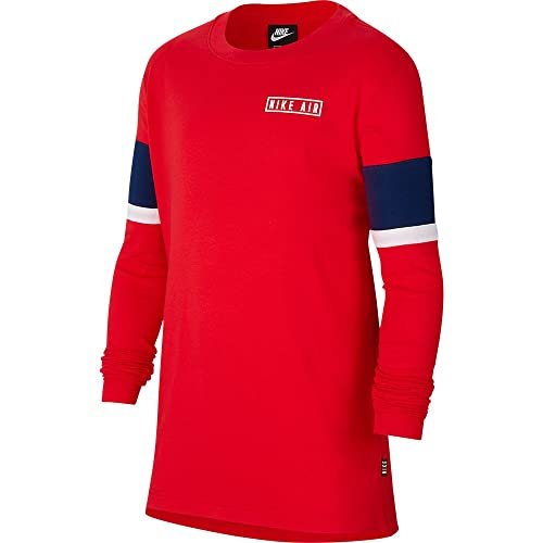 Nike Chłopcy B AIR TOP LS Long Sleeved T-Shirt, University Red/Blue Void/White/White, L