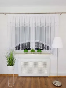 FIRANA DEKORACYJNA ŁUK FIRANKI Z CYRKONIAMI 400X160 FIRANKA DO KUCHNI TAŚMA - Firany - miniaturka - grafika 1