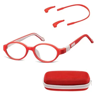 Elastyczne dziecięce oprawki okularowe zerówki owalne + gumka Sunoptic K3D czerwone - Okulary korekcyjne, oprawki, szkła - miniaturka - grafika 1