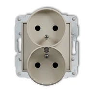 Gniazdka elektryczne - Karlik Gniazdo podwójne z przesłonami torów MINI - taupe - miniaturka - grafika 1