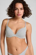 Biustonosze - Hunkemöller Usztywniony bawełniany biustonosz push-up z fiszbinami Szary - miniaturka - grafika 1