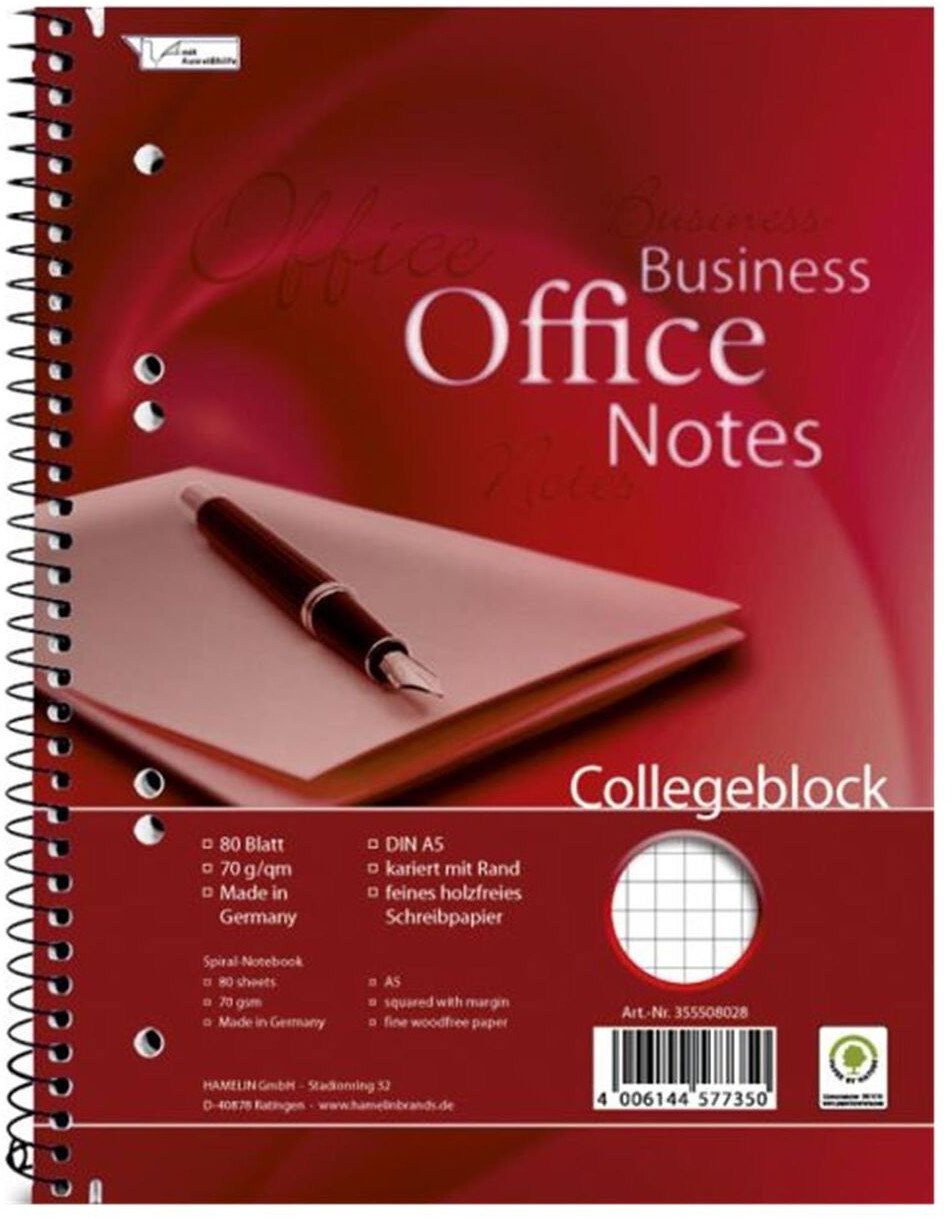 LANDRE Collegeblock Office A5 Abriss 80 Blatt 70 g/qm