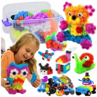 Prace ręczne dla dzieci - RZEPY CZEPY KOLOROWE KLOCKI KREATYWNE 800+ MEGA DUŻY ZESTAW XXL DLA DZIECKA - miniaturka - grafika 1