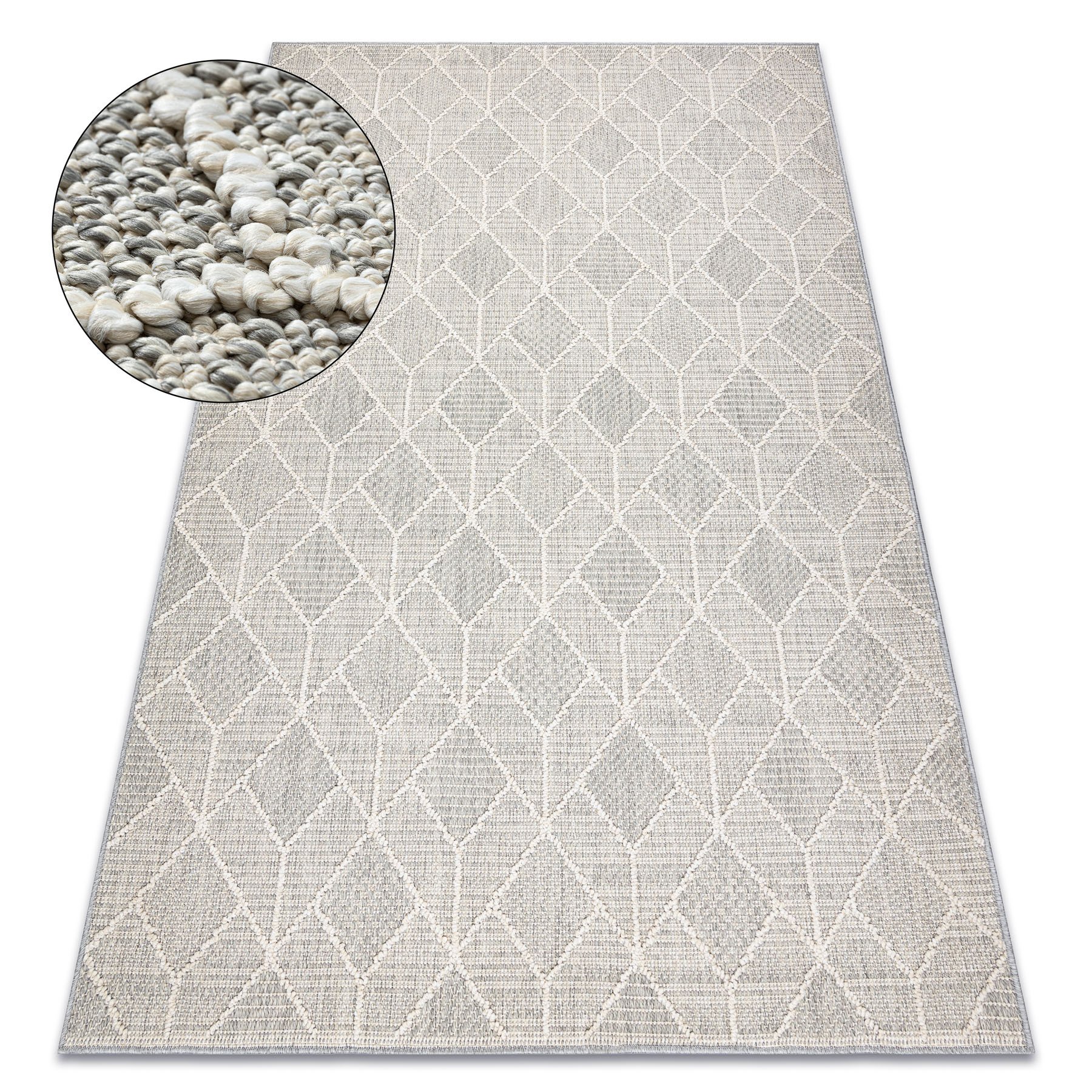 Dywan JERSEY 19231 szary - Geometryczny pętelkowy, strukturalny BOHO beżowy 60x100 cm