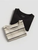 Bluzki dla niemowląt - Reserved - Bawełniany longsleeve 2 pack - złamana biel - miniaturka - grafika 1