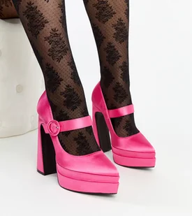 Ciemnoróżowe czółenka na wysokim słupku Mikea-37 - Półbuty damskie - miniaturka - grafika 1