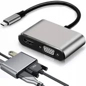 Huby USB - ADAPTER PRZEJŚCIÓWKA USB-C DO HDMI 4K VGA HUB USB 3.0 USB-C POWER DELIVERY - miniaturka - grafika 1