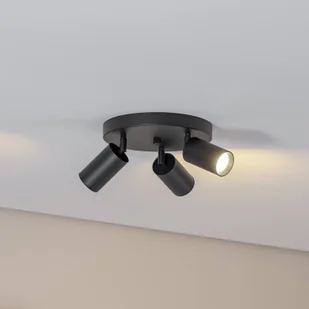 Reflektor sufitowy Sado czarny stalowy regulowany 3-punktowy okrągły Argon, możliwość ściemniania, czarny, salon / jadalnia, metal, nowoczesny - Lampy sufitowe - miniaturka - grafika 1