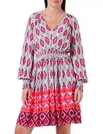 Sukienki - IZIA Damska sukienka midi, czerwona wielokolorowa, M, czerwony, wielokolorowy, M - miniaturka - grafika 1