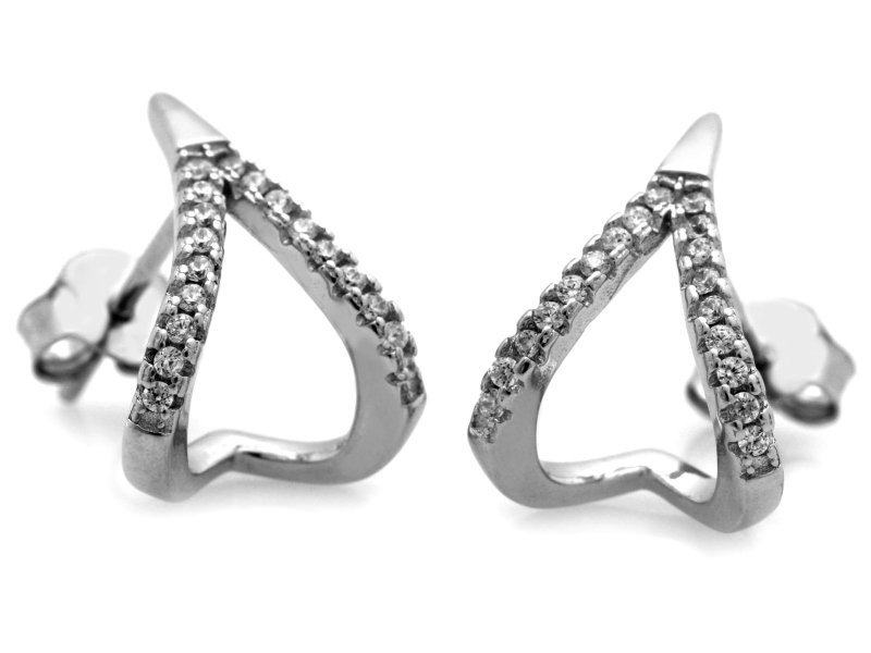 Kolczyki srebrne rodowane z cyrkoniami