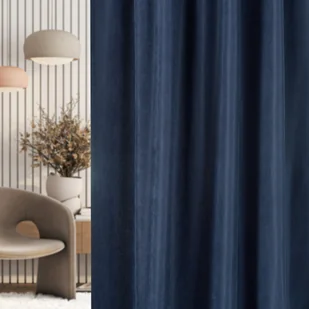 Zasłona na taśmie marszczącej granatowa aksamitna 140 x 280 cm 1 szt. - Zasłony - miniaturka - grafika 1