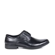 Półbuty męskie - MĘSKIE BUTY WIZYTOWE ELEGANCKIE PANTOFLE BADOXX 477 CZARNE CZARNE LICOWE - miniaturka - grafika 1