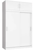 Szafy - Biała szafa z nadstawką i przesuwnymi drzwiczkami N6-H95 - miniaturka - grafika 1