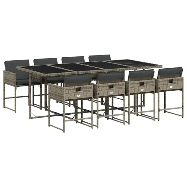Zestaw Mebli Ogrodowych Rattan PE Szary, Stół 220x106x73 cm, Krzesła 50,