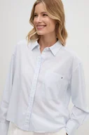 Koszule damskie - Tommy Hilfiger koszula bawełniana damska kolor niebieski relaxed z kołnierzykiem klasycznym WW0WW41841 - miniaturka - grafika 1