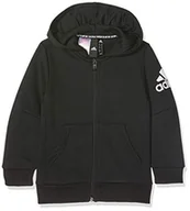Bluzy dla chłopców - Adidas YB MH BOS FZ FL bluza chłopięca, czarno-biała, 11-12Y - miniaturka - grafika 1