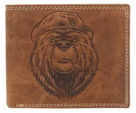 Portfele - Portfel Męski Skórzany ALWAYS WILD Skóra Naturalna Poziomy Bez Zapięcia Dwa Skrzydełka N992 "MIŚ" KONIAKOWY 13 x 10 x 2 [cm] - miniaturka - grafika 1