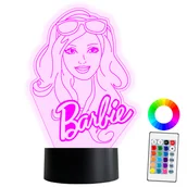 Lampy stojące - XL LAMPKA NOCNA LED 3D Barbie 16 kolorów + Pilot IMIĘ Grawer - miniaturka - grafika 1
