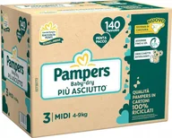 Pieluchy - Pieluszki Pampers Baby-Dry Rozmiar 3 MIDI (4-9kg) 140 szt. - miniaturka - grafika 1