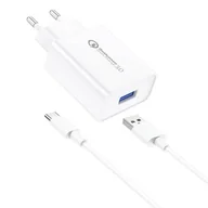 Ładowarki do telefonów - Ładowarka sieciowa Foneng EU13 + kabel USB do USB-C, 3A (biała) - miniaturka - grafika 1