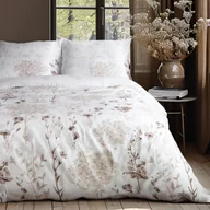 Pościel - Pościel 220x200 satyna Ortimina biała w beżowe kwiaty Darymex - miniaturka - grafika 1