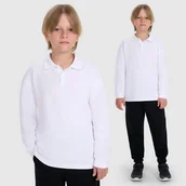 Bluzki damskie - Longsleeve Chłopięcy 4F Regular Bluzka z kołnierzykiem Biała 4FJWAW25TLONM483 Biały 122 - miniaturka - grafika 1