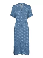 Sukienki - VERO MODA Sukienka damska VMVICA S/S Shirt Dress GA WVN NOOS, Captains Blue/Aop: liva, XL - miniaturka - grafika 1