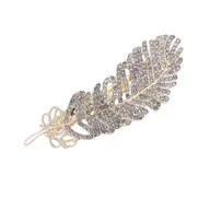 Ozdoby do włosów - Spinka do Włosów Złota Duża Wsuwka z Cyrkoniami Listek Lekka i Efektowna - miniaturka - grafika 1