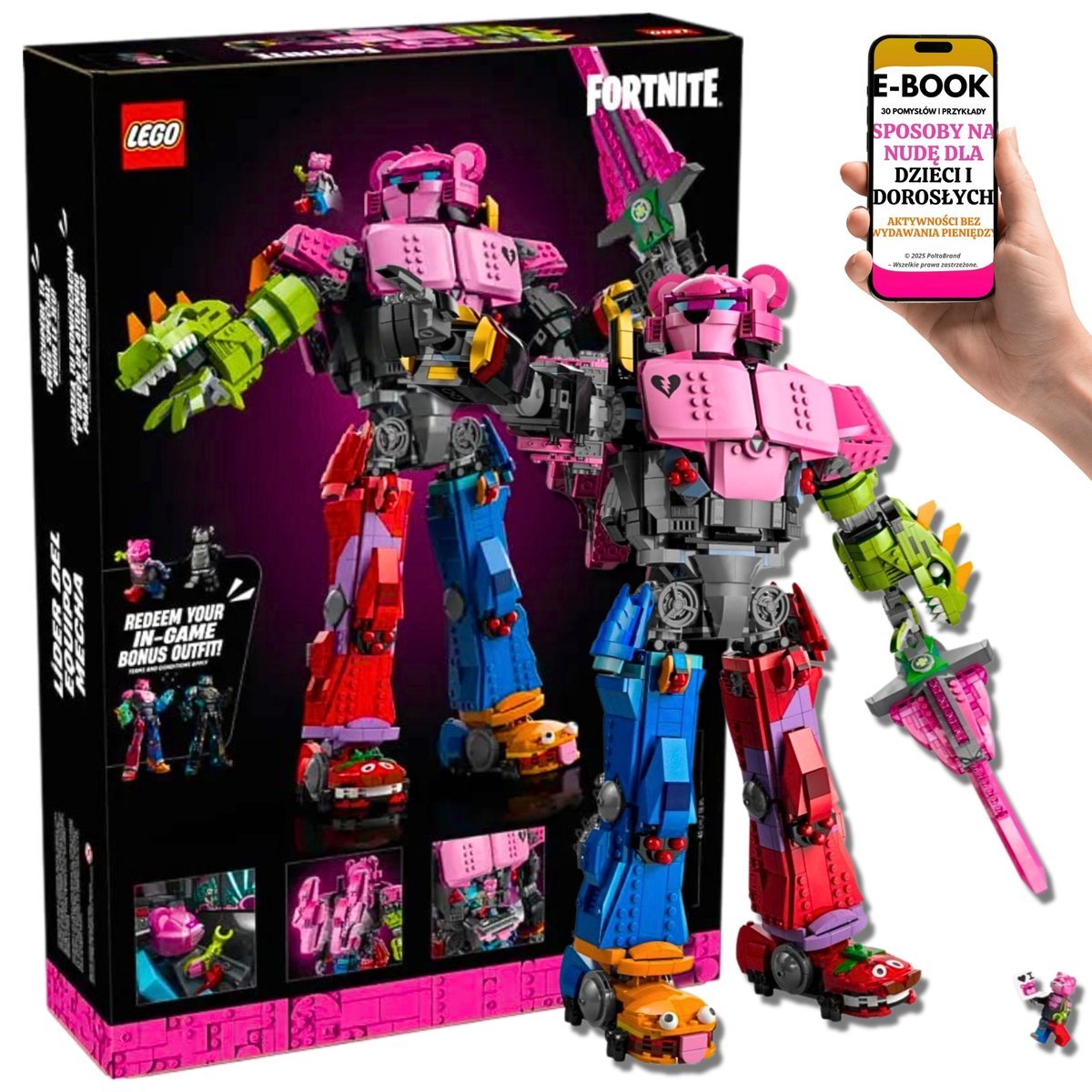 LEGO PREZENT DLA GRACZA CHŁOPAKA LEGO Fortnite DOWÓDCA MECHÓW do zbudowania! • 2503 elementy (77078) Na Urodziny Święta + EBOOK-3