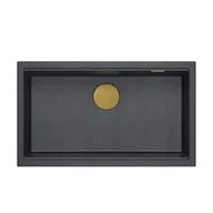 Zlewozmywaki - DASH 110 GraniteQ zlewozmywak black diamond 76x44x23,5 cm 1-komorowy wpuszczany z syfonem manualnym złoty - miniaturka - grafika 1