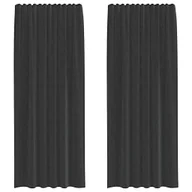 Zasłony - vidaXL Zasłony woalowe z kieszeniami na drążek 2 szt. czarne - miniaturka - grafika 1