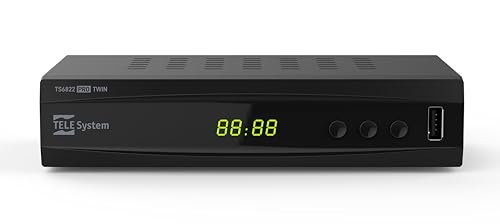 TELE System TS6822 PRO DVB-T2 HEVC cyfrowy dekoder naziemny i rejestrator wideo z dwoma tunerami DVB-T2 HD HDR (HDR10/HLG) z wyświetlaczem i pilotem zdalnego sterowania 2 w 1 ze sterowaniem EU-8051511392735